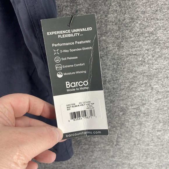 Grays Anatomy Shirt Womens Medium Blue Short Sleeve Nurse Scrub Spandex NEW - Picture 10 of 13